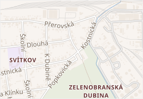 K Rybníčku v obci Pardubice - mapa ulice