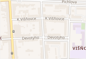 K Višňovce v obci Pardubice - mapa ulice