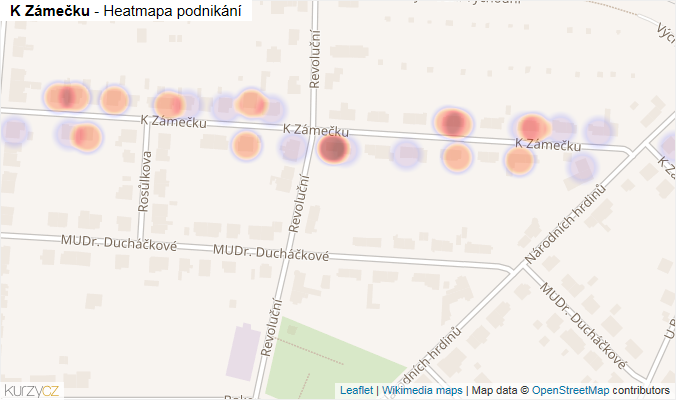 Mapa K Zámečku - Firmy v ulici.