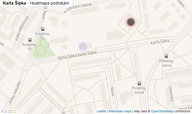 Mapa Karla Šípka - Firmy v ulici.
