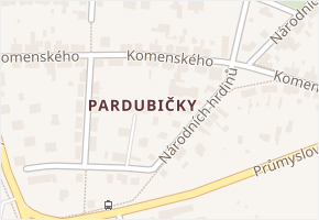 Komenského v obci Pardubice - mapa ulice