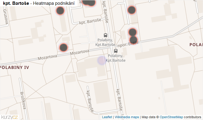 Mapa kpt. Bartoše - Firmy v ulici.