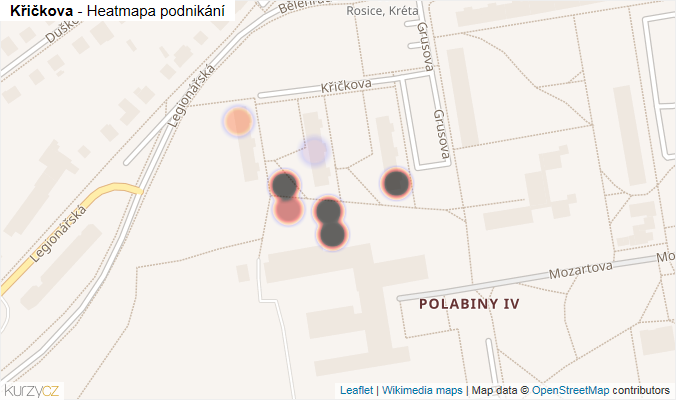 Mapa Křičkova - Firmy v ulici.