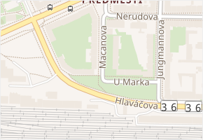 Macanova v obci Pardubice - mapa ulice