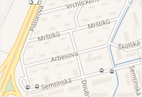 Mrštíků v obci Pardubice - mapa ulice