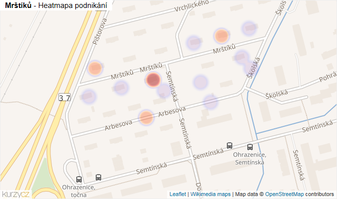 Mapa Mrštíků - Firmy v ulici.