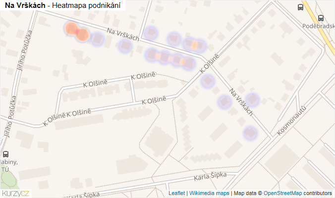 Mapa Na Vrškách - Firmy v ulici.