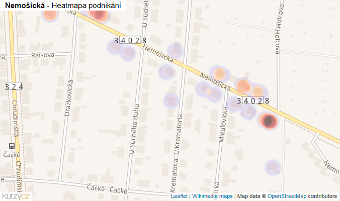 Mapa Nemošická - Firmy v ulici.