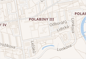Odborářů v obci Pardubice - mapa ulice