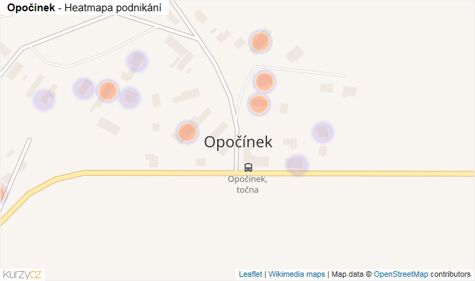 Mapa Opočínek - Firmy v části obce.