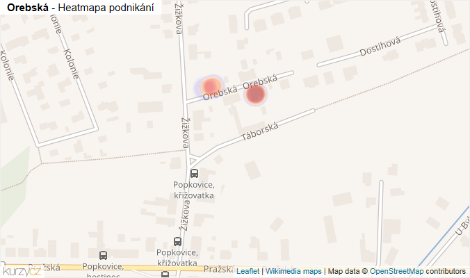 Mapa Orebská - Firmy v ulici.