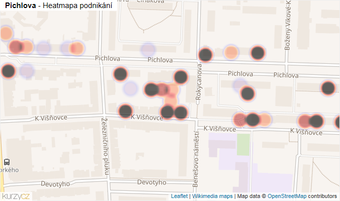 Mapa Pichlova - Firmy v ulici.