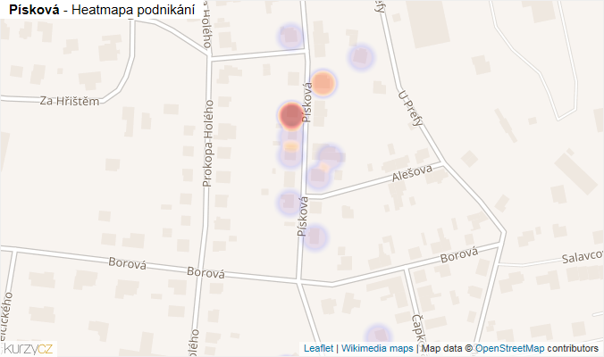 Mapa Písková - Firmy v ulici.