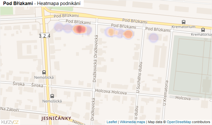 Mapa Pod Břízkami - Firmy v ulici.