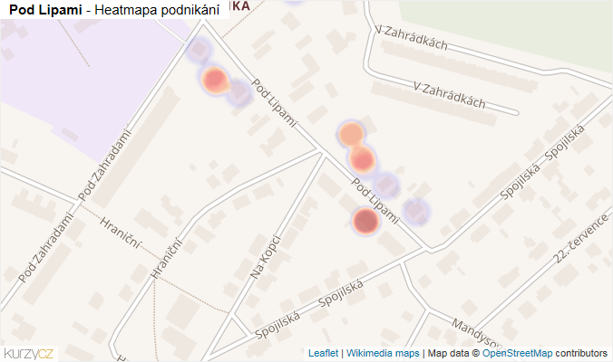 Mapa Pod Lipami - Firmy v ulici.