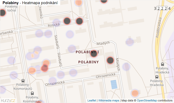Mapa Polabiny - Firmy v části obce.