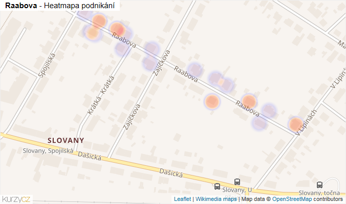 Mapa Raabova - Firmy v ulici.