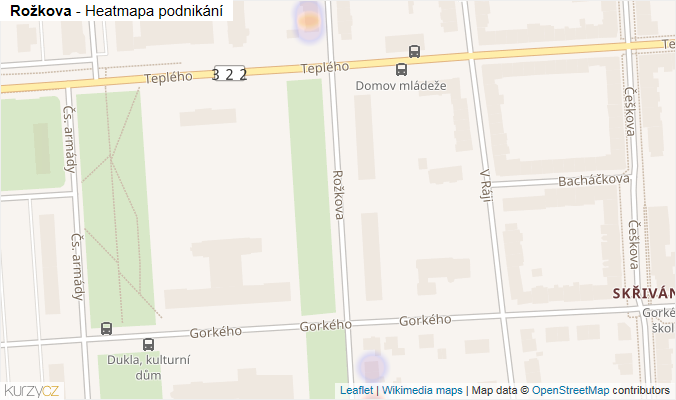 Mapa Rožkova - Firmy v ulici.