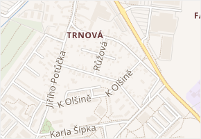 Růžová v obci Pardubice - mapa ulice