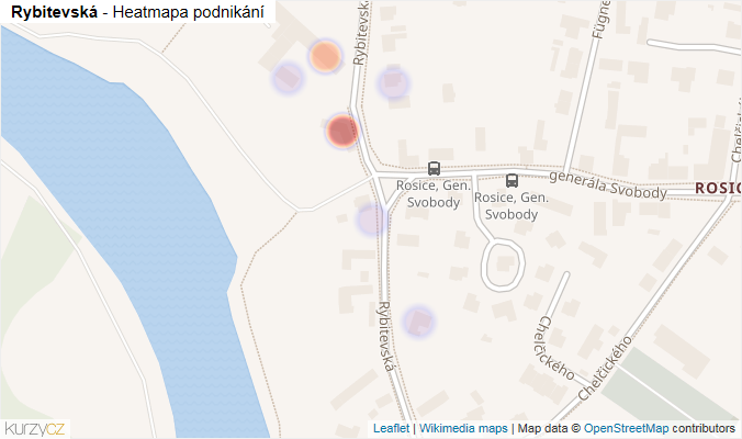 Mapa Rybitevská - Firmy v ulici.