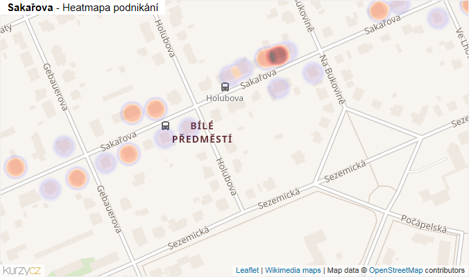 Mapa Sakařova - Firmy v ulici.