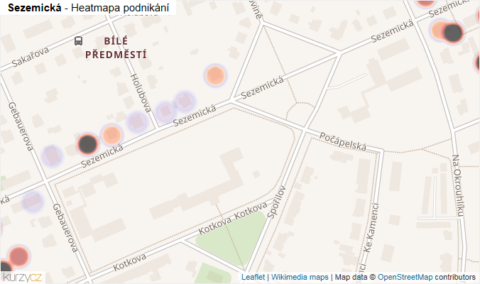 Mapa Sezemická - Firmy v ulici.
