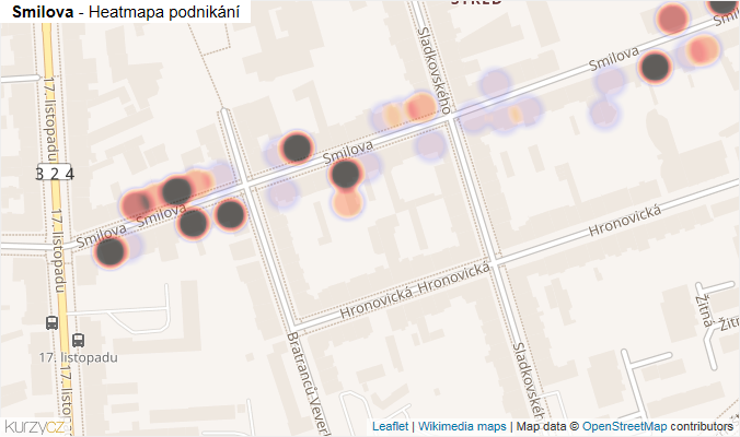 Mapa Smilova - Firmy v ulici.