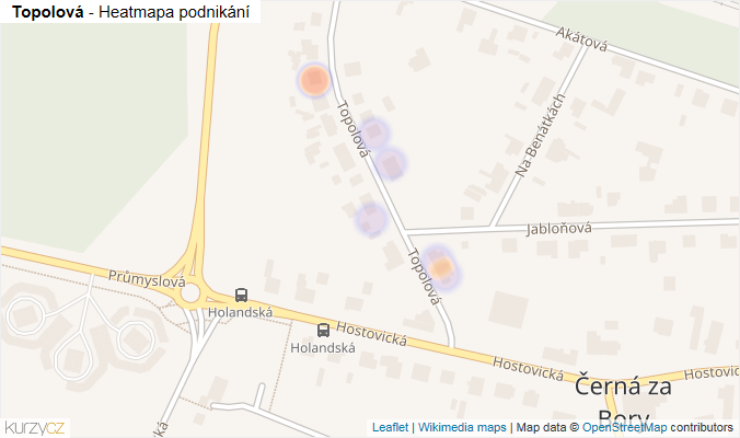 Mapa Topolová - Firmy v ulici.