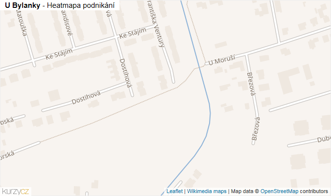 Mapa U Bylanky - Firmy v ulici.