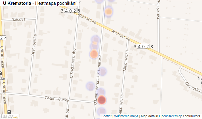Mapa U Krematoria - Firmy v ulici.