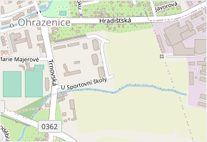 U Sportovní školy v obci Pardubice - mapa ulice