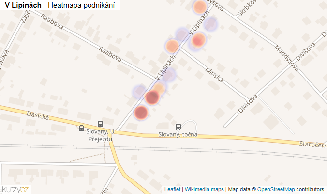 Mapa V Lipinách - Firmy v ulici.