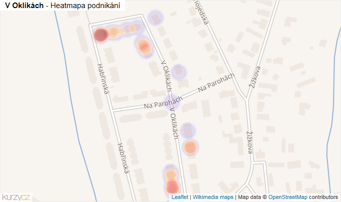 Mapa V Oklikách - Firmy v ulici.