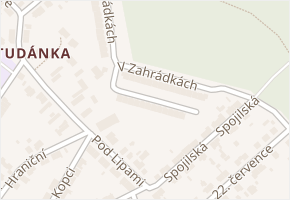 V Zahrádkách v obci Pardubice - mapa ulice