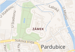 Zámek v obci Pardubice - mapa části obce