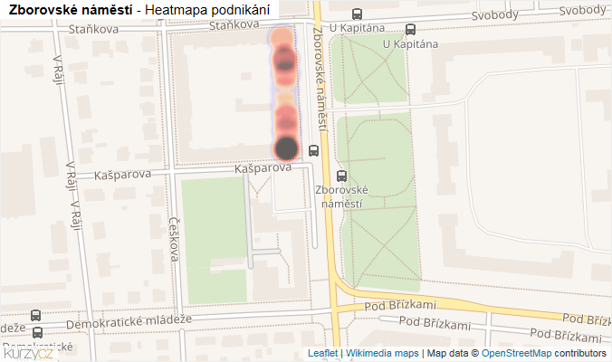 Mapa Zborovské náměstí - Firmy v ulici.