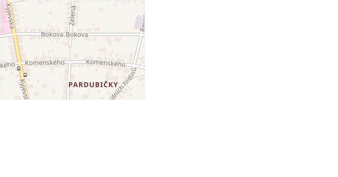Zelená v obci Pardubice - mapa ulice