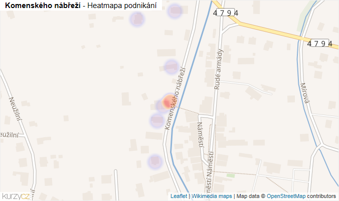 Mapa Komenského nábřeží - Firmy v ulici.