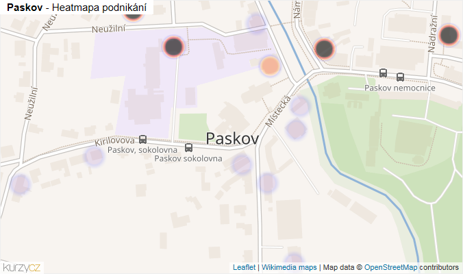 Mapa Paskov - Firmy v části obce.