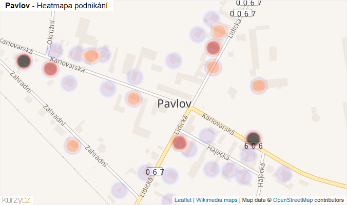 Mapa Pavlov - Firmy v části obce.