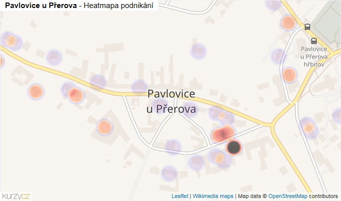 Mapa Pavlovice u Přerova - Firmy v části obce.