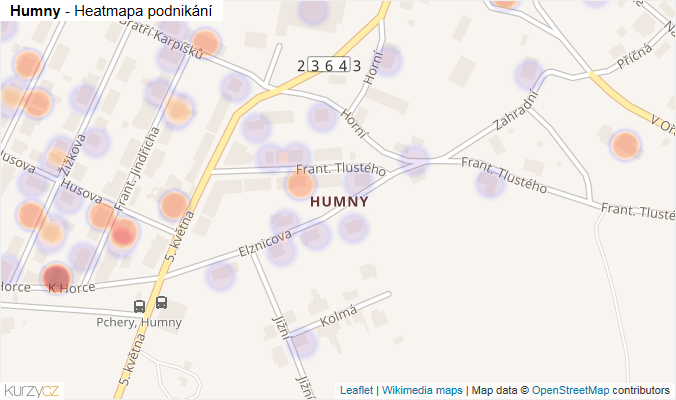 Mapa Humny - Firmy v části obce.