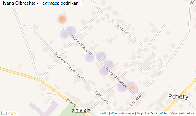 Mapa Ivana Olbrachta - Firmy v ulici.