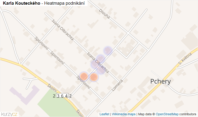 Mapa Karla Kouteckého - Firmy v ulici.