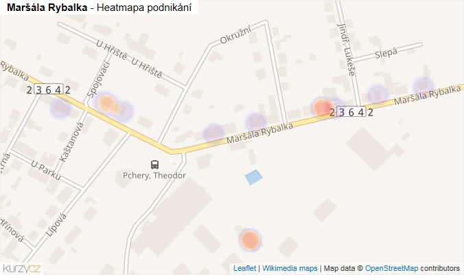 Mapa Maršála Rybalka - Firmy v ulici.