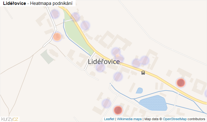 Mapa Lidéřovice - Firmy v části obce.
