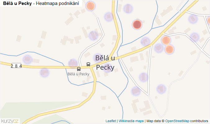 Mapa Bělá u Pecky - Firmy v části obce.