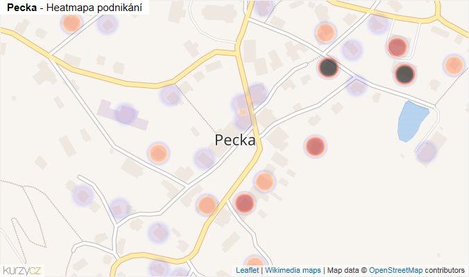 Mapa Pecka - Firmy v části obce.
