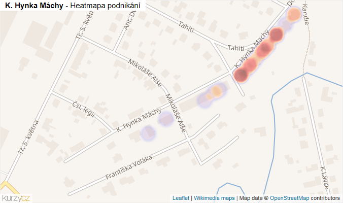Mapa K. Hynka Máchy - Firmy v ulici.