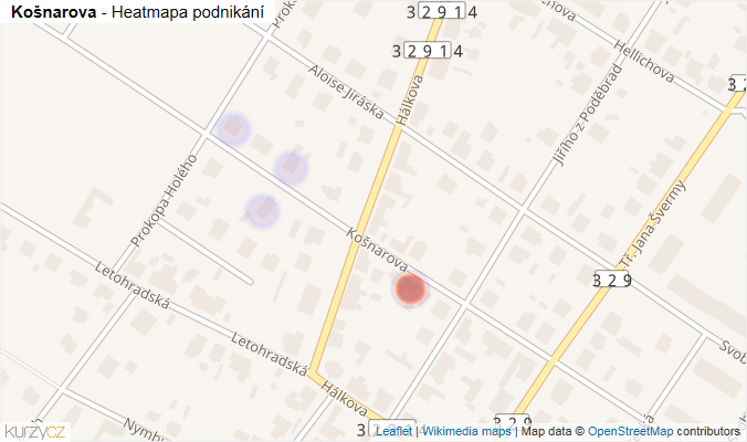 Mapa Košnarova - Firmy v ulici.